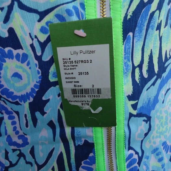 Lilly Pulitzer | Marlowe 3/4 Sleeve Dress | Girls L | Indigo Sunset Swim Print - Picture 8 of 8
